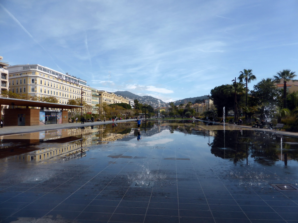 Fountains at the Promenade du Paillon, viewed from the Place Masséna square