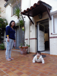 Miaomiao and Max in the front garden of our holiday home `Maisonnette`