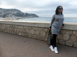 Miaomiao at the Quai Rauba-Capeù road, with a view on the south side of the Harbour of Nice