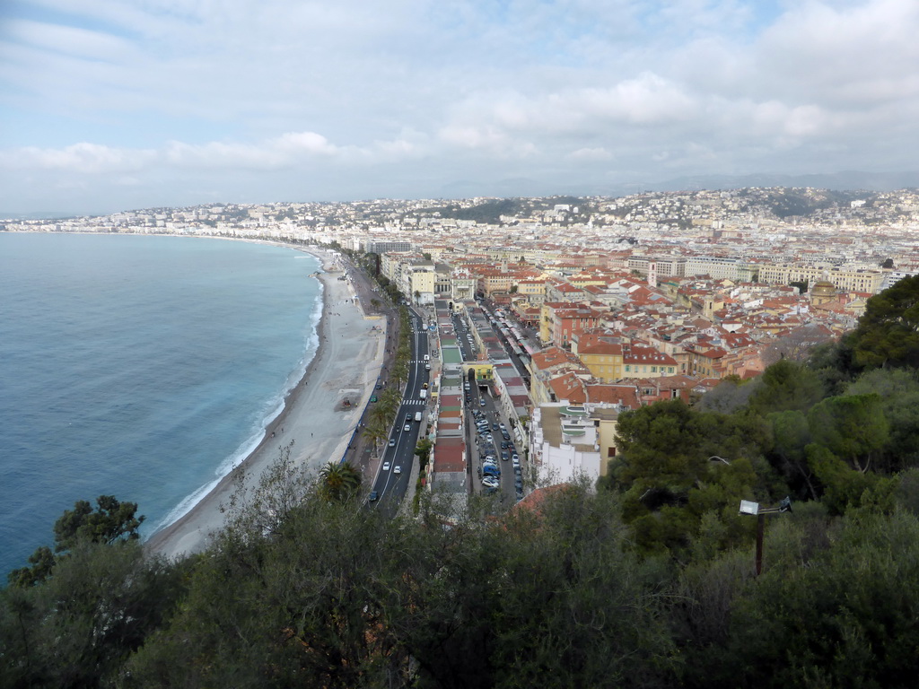 The Promenade des Anglais, Vieux-Nice and the Mediterranean Sea, viewed from the viewing point at the southwest side of the Parc du Château