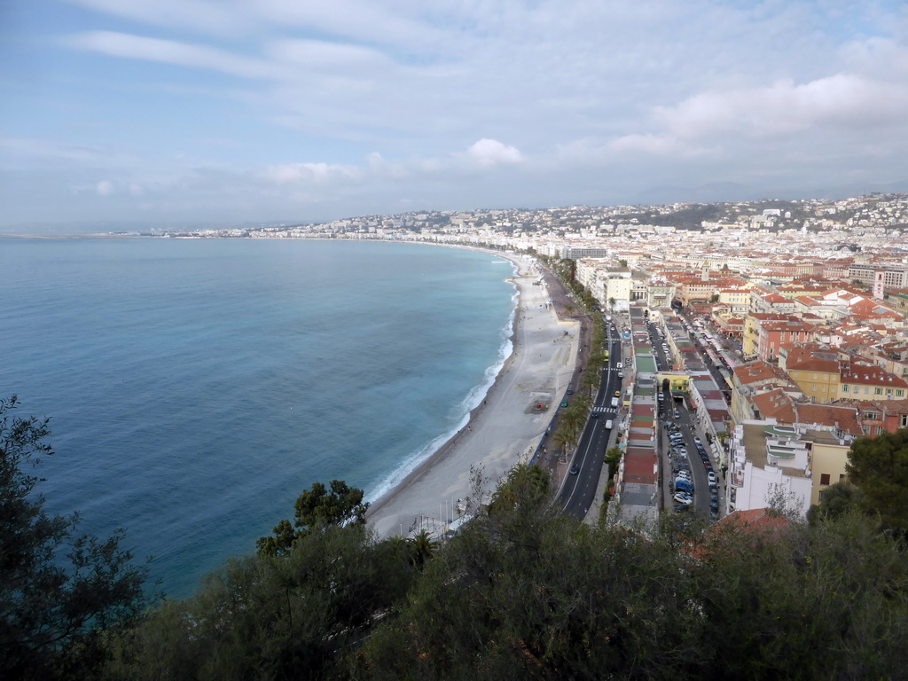 The Promenade des Anglais, Vieux-Nice and the Mediterranean Sea, viewed from the viewing point at the southwest side of the Parc du Château