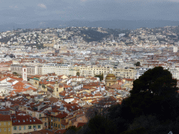 Vieux-Nice with the Sainte-Réparate Cathedral, buildings along the Avenue Félix Faure and the west side of the city, viewed from the viewing point at the southwest side of the Parc du Château