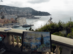 Painting `Vue sur le port depuis le château` by Alexis Mossa at the viewing point at the southeast side of the Parc du Château, with a view on the south side of the Harbour of Nice