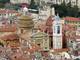 The Sainte-Réparate Cathedral at Vieux-Nice, viewed from the terrace roof at the Parc du Château