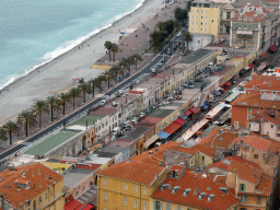 The Quai des Etats-Unis and Vieux-Nice with the Cours Saleya street, viewed from the terrace roof at the Parc du Château