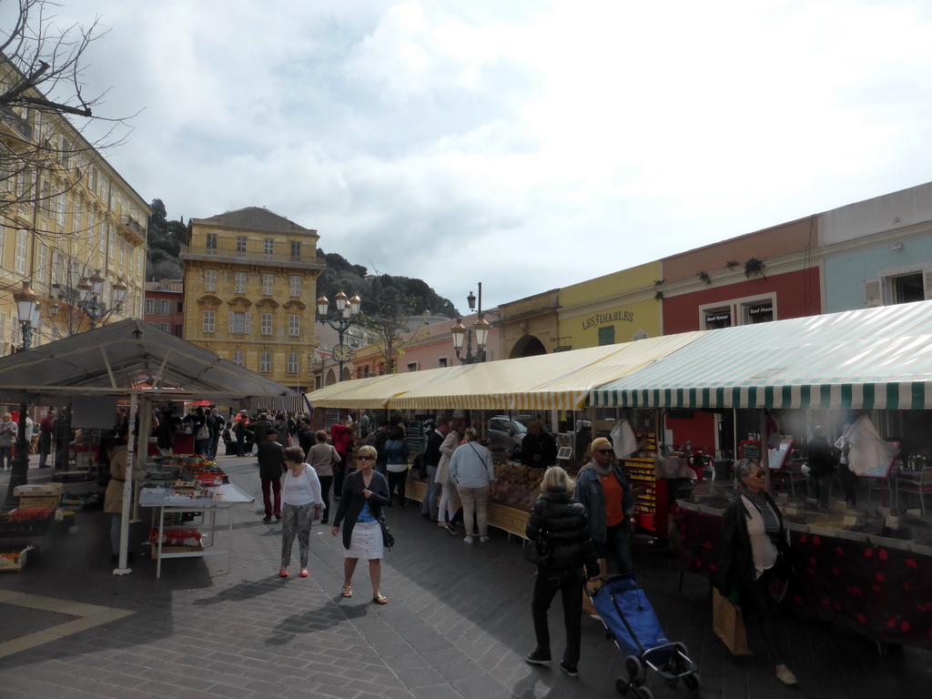 Market stalls at the Cours Saleya street, at Vieux-Nice