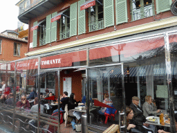 Front of the La Fivola restaurant at the Cours Saleya street, at Vieux-Nice