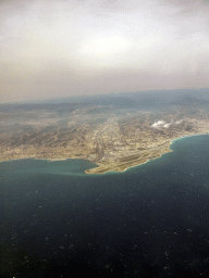 The Var river, Nice Côte d`Azur Airport and surroundings, viewed from the airplane to Amsterdam