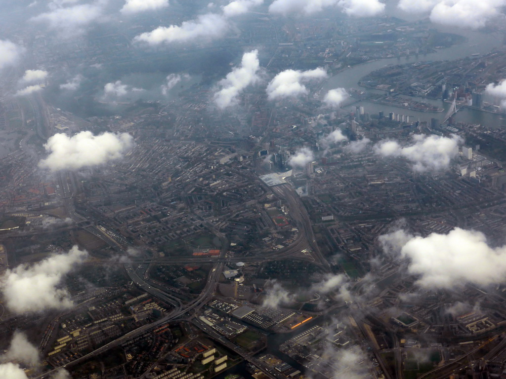 The city of Rotterdam, viewed from the airplane to Amsterdam