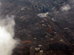 The Rotterdam Central Railway Station and surroundings, viewed from the airplane to Amsterdam