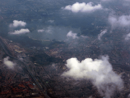 The Kralingse Plas lake and surroundings, viewed from the airplane to Amsterdam
