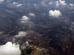 The city of Rotterdam and the Rotterdam The Hague Airport, viewed from the airplane to Amsterdam