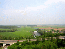 The Ooijpolder area and the Meertje canal, viewed from the replica of the Donjon tower at the Valkhof park