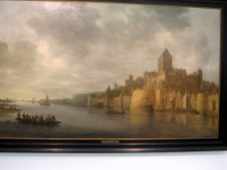 Painting of the Valkhof fortress and boats in the Waal river at the Valkhof museum