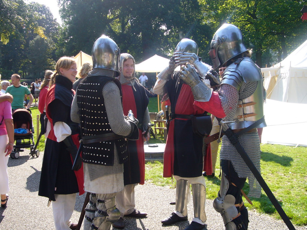 People dressed as knights at the Kronenburgerpark, during the Gebroeders van Limburg Festival