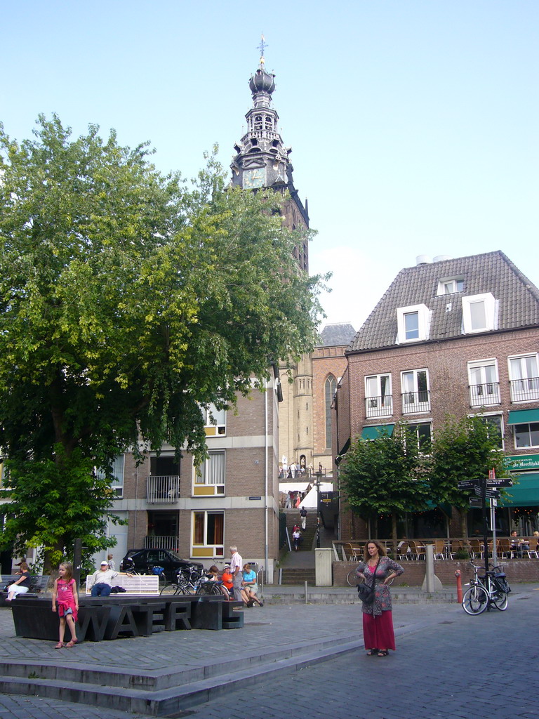 The Ganzenheuvel square and the tower of the Sint-Stevenskerk church