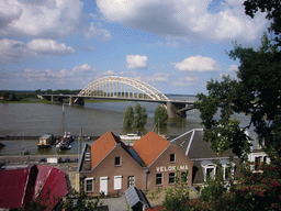 The Velorama museum and the Waalbrug bridge over the Waal river, viewed from the Valkhof park