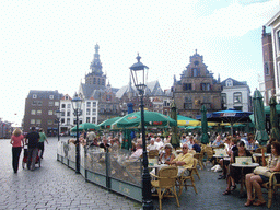 The Grote Markt square with the tower of the Sint Stevenskerk church and the Waag building, viewed from the Broerstraat street, during the Gebroeders van Limburg Festival