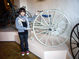 Miaomiao with an old bicycle at the Velorama museum