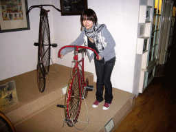 Miaomiao with old bicycles at the Velorama museum
