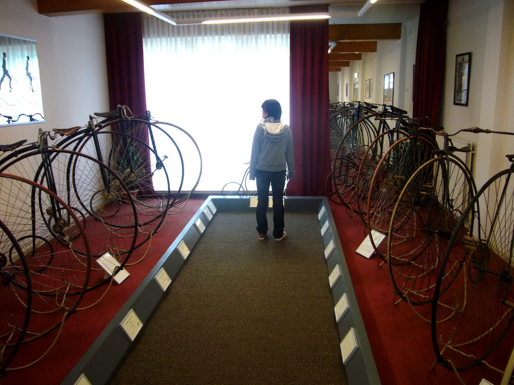 Miaomiao with Penny-farthings at the Velorama museum