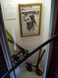 Ritter road skates and poster at the Velorama museum, with explanation