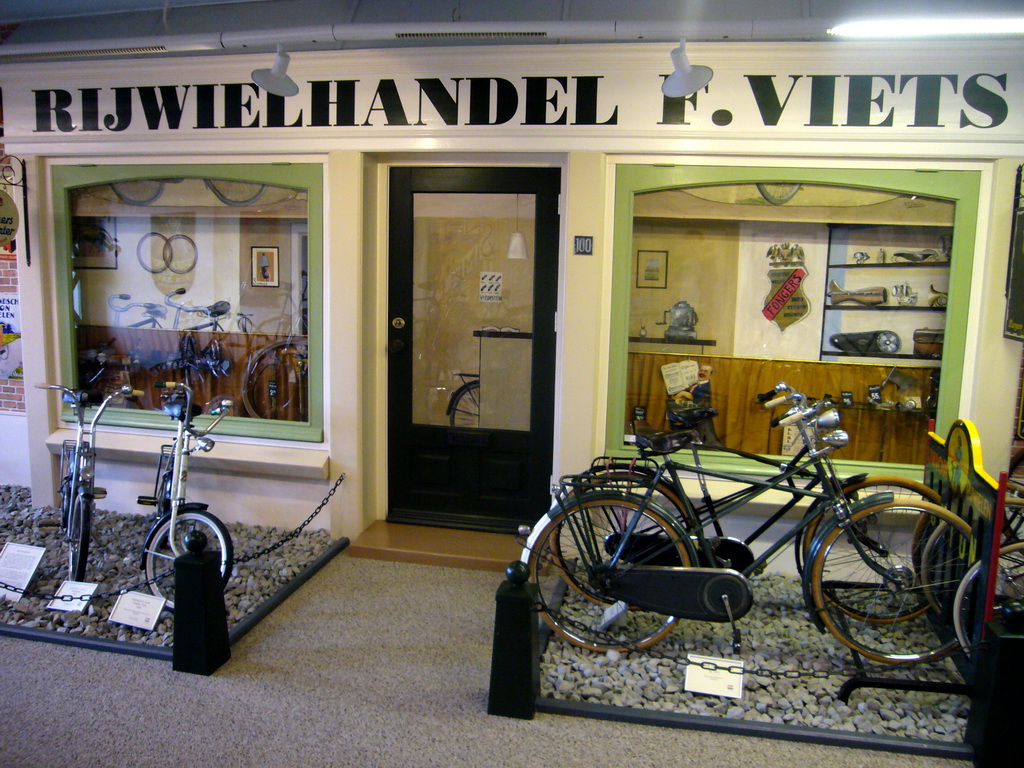 Front of a replica of a bicycle shop at the Velorama museum