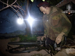 Statue of a soldier with a bicycle at the Velorama museum