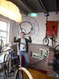 Tim with a Monocycle from 1869 at the Velorama museum