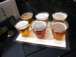 Beers at the terrace of the Stadsbrouwerij De Hemel brewery at the Commanderie van Sint Jan building