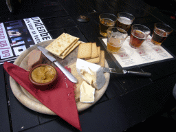 Beers and food at the terrace of the Stadsbrouwerij De Hemel brewery at the Commanderie van Sint Jan building