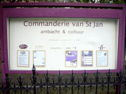 Sign in front of the Commanderie van Sint Jan building at the Franseplaats square