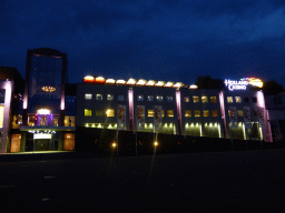 Front of the Holland Casino at the Waalkade promenade, by night