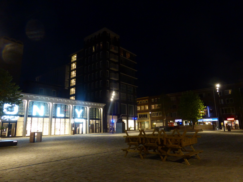 The south side of the Plein 1954 square, by night