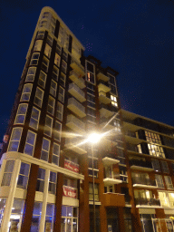 Buildings at the northwest side of the Plein 1954 square, by night