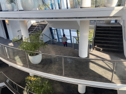 Miaomiao at the staircase of the Sanadome Hotel & Spa, viewed from the elevator at the Second Floor