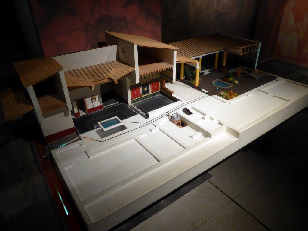 Scale model of a house in the Narbonne region, at the ground floor of the Museum of the Pont du Gard aqueduct bridge