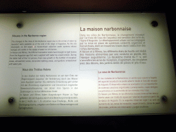 Explanation on houses in the Narbonne region, at the ground floor of the Museum of the Pont du Gard aqueduct bridge