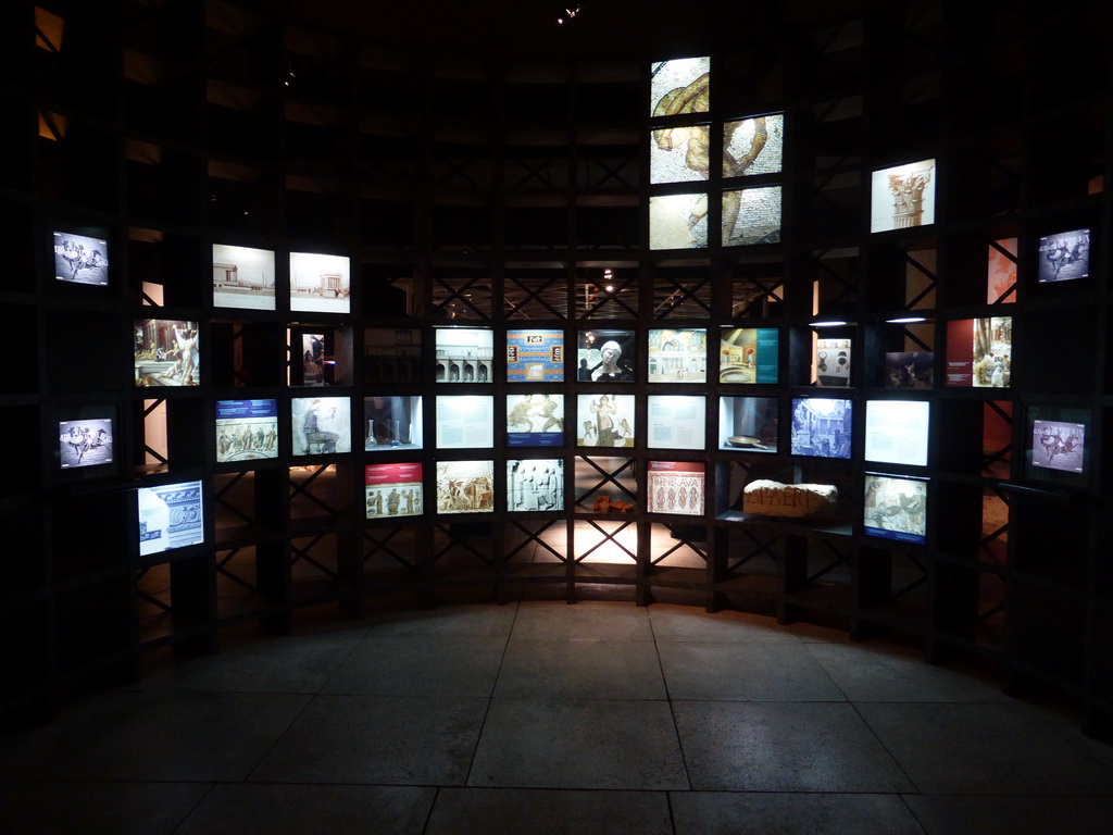 Collection of images from Roman times, at the ground floor of the Museum of the Pont du Gard aqueduct bridge