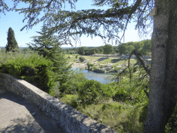 The north side of the Gardon river, viewed from the road on the northwest side of the Pont du Gard aqueduct bridge