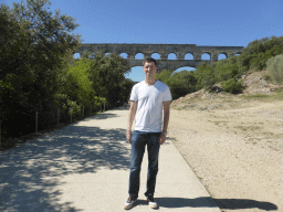 Tim and the northwest side of the Pont du Gard aqueduct bridge