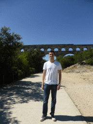 Tim and the northwest side of the Pont du Gard aqueduct bridge