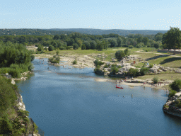 The north side of the Gardon river, viewed from the Pont du Gard aqueduct bridge