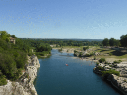 The north side of the Gardon river, viewed from the Pont du Gard aqueduct bridge