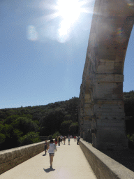 Miaomiao at the Pont du Gard aqueduct bridge