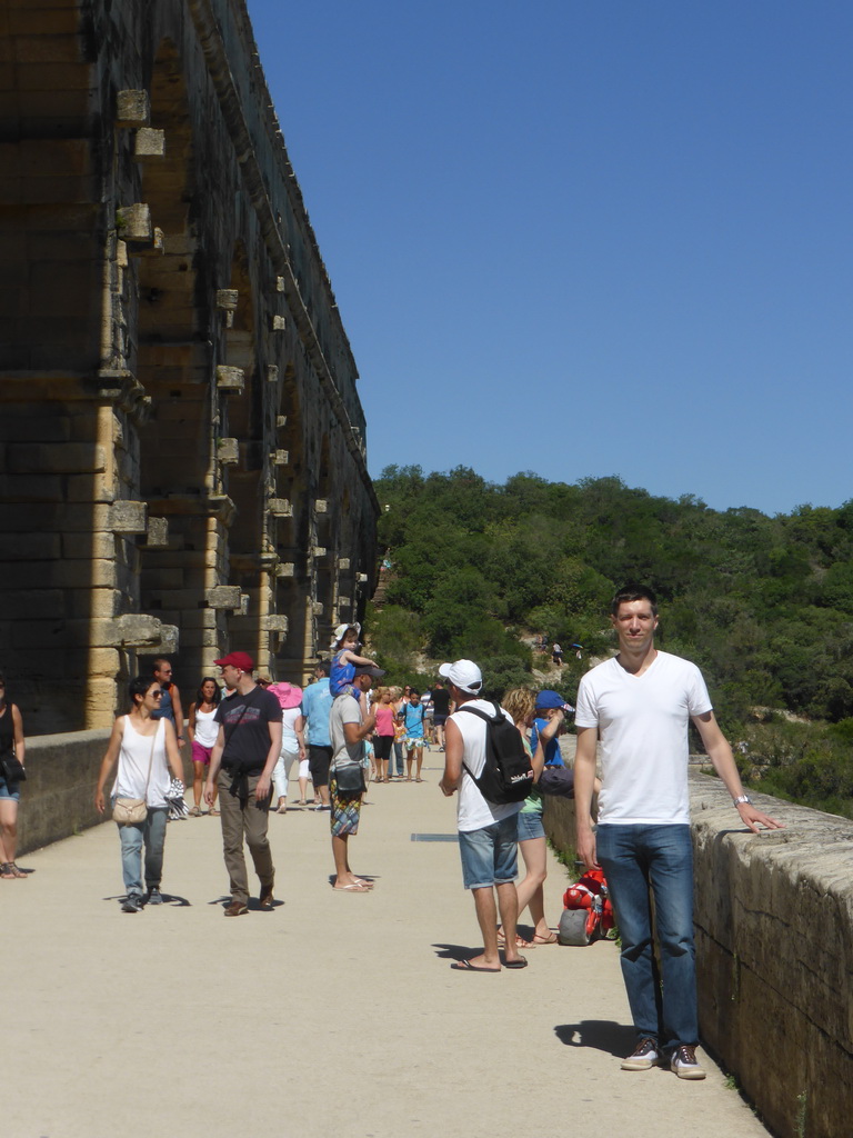 Tim at the Pont du Gard aqueduct bridge