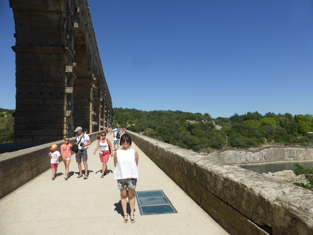 Miaomiao at the Pont du Gard aqueduct bridge