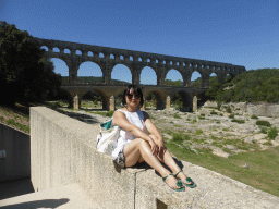 Miaomiao and the northeast side of the Pont du Gard aqueduct bridge