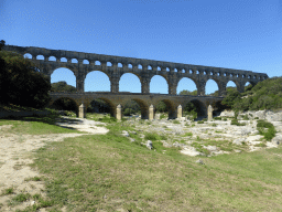 The Pont du Gard aqueduct bridge and the grassland at the northeast side