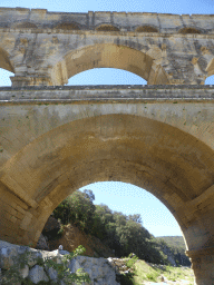 Arches at the northeast side of the Pont du Gard aqueduct bridge